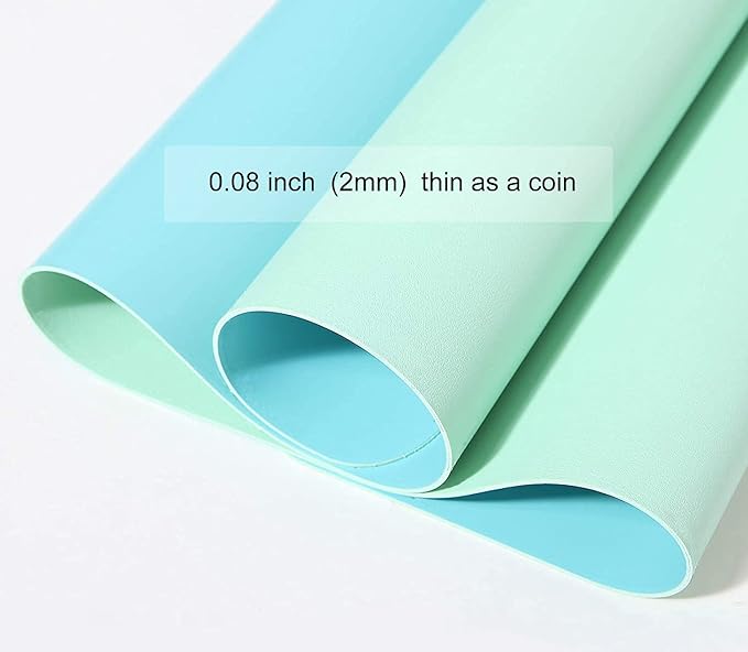 SUJAYU Dual Sided PU Leather Desk Pad, Mouse Pad, Office Desk Mat, Non-Slip Laptop Desk Pad, Waterproof Desk Writing Pad for Office and Home (23.6" x 11.8", Green+Blue)