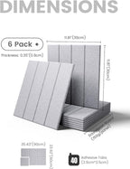 Large Felt Bulletin Board 36"x24" Cork Board Alternative - 6 Pack with 40 Safe Removable Adhesive Tabs, Cork Boards for Walls for Home Office Classroom Pin Board-Soft Gray