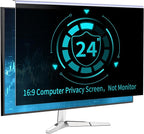 DEJIMAX 24 Inch Computer Privacy Screen for 16:9 Monitor, Anti-Blue Light Monitor Privacy Screen Filter, Anti-UV Computer Hanging Shield, Universal 23.6'', 23.8'', 24''