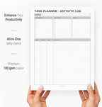 Task Planner & Tracker 8.5 x 11 Tear-Off 70 Sheet Planner Pad – Project Organizer with Time Log, Top Priority, Follow-Up – Notepad for Home & Office (White, Classic, 1 Pack)