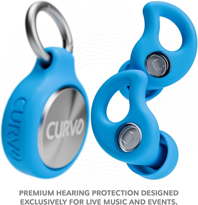 CURVD Live Stylish High-Fidelity Concert Earplugs for Live Events up to 14 dB Noise Reduction, 5 Tip Sizes & Carry Case
