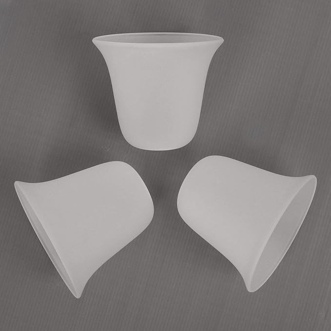 Eumyviv 3 Pack Bell Shaped Frosted Glass Lamp Shade Replacement with 1-5/8-inch Fitter Opening for Ceiling Fan Light Kit Wall Sconce Pendant Light Fixture A00046