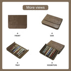 MIVLXLX PU Leather 12 Fountain Pen/Pencil Tray Case Organizer, Fashion Design, Handmade, Magnetic Closure with Drawer, Christmas Gift for Man/Woman/Office, 12 Slots(gray)