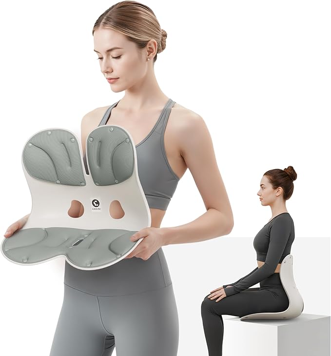 CabeVibe CabSupport Lumbar Support for Office Chair M5 – Ergonomic Support Seat for Posture Correction and Lower Back Pain Relief – Portable, Washable Pads for Office, Home, Car & Floor Sitting