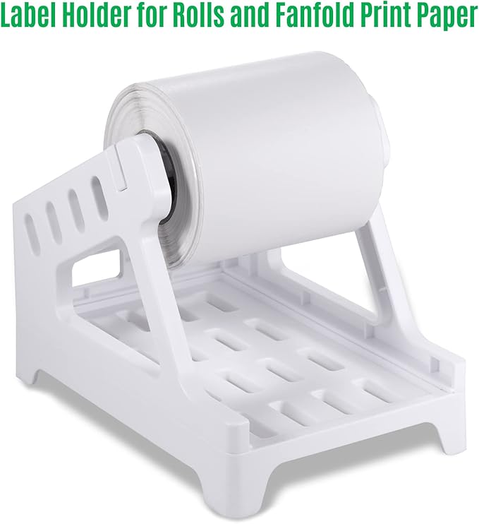 Thermal Label Holder for Shipping Labels Compatible with Barcode Express and Desktop Printers - Dual Support for Roll and Fan Fold Formats - Maximum Roll Diameter 7 Inches
