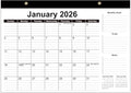Desk Calendar 2026-12 Months Calendar from January 2026 to December 2026, 2026 Desk Calendar with Thick Paper, 12" x 17", Black