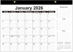 Desk Calendar 2026-12 Months Calendar from January 2026 to December 2026, 2026 Desk Calendar with Thick Paper, 12" x 17", Black