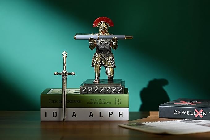 HDMbigmi Roman Legion Soldier Knight Pen Holder Pen Stand Desk Organizers and Accessories for Office and Home(Bronze)
