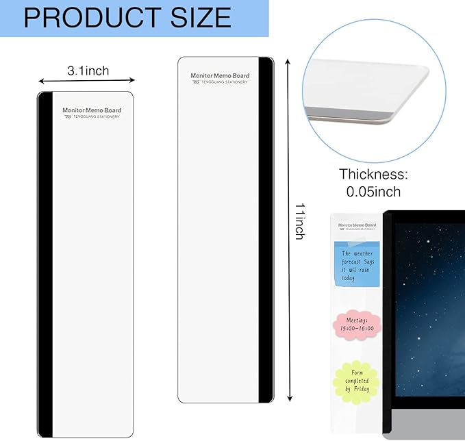 Office Desk Accessories 4pcs Multifunction Computer Monitor Memo Board - Transparent Computer Side Panel Memo Creative Monitor Side Panel Suitable for Office Home Desktop