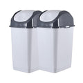 Superio Kitchen Trash Can with Swing Top Lid 9 Gallon Slim Waste Bin 37 Qt Sturdy Plastic Garbage Can Medium Recycling Bin for Office, Bathroom, Under Counter, Dorm, Bedroom (Smoke White/Grey, 2)