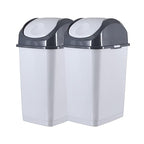 Superio Kitchen Trash Can with Swing Top Lid 9 Gallon Slim Waste Bin 37 Qt Sturdy Plastic Garbage Can Medium Recycling Bin for Office, Bathroom, Under Counter, Dorm, Bedroom (Smoke White/Grey, 2)