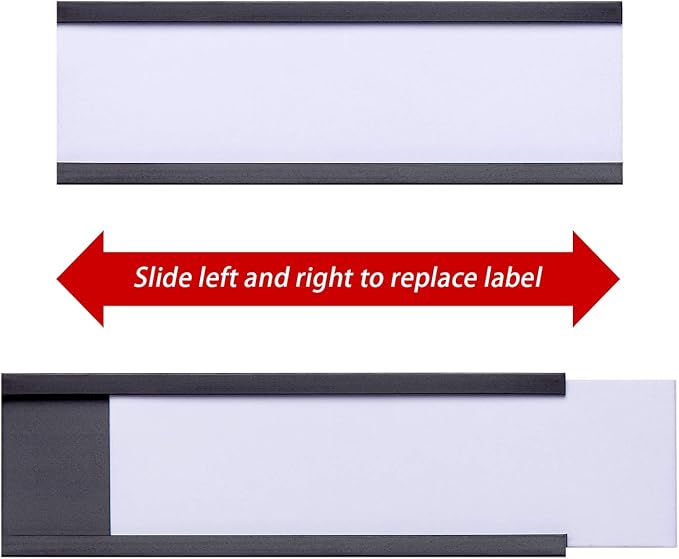 Eeoyu Magnetic Label Holders with Magnets Magnetic Data Card Holders with Clear Plastic Protectors for Metal Shelf, Whiteboard, Set of 30 (1 x 3 Inch)
