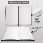 Heture Hardcover Notebooks, A5 Lined Journals Notebook for Writing 160 Pages, 8.2 x 5.5 inch, Classic Ruled Notebooks for College/Work/Travel(Black 3 Pack)