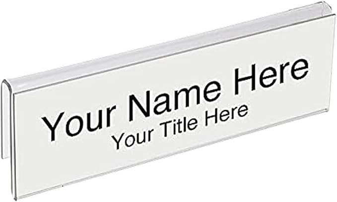 50-Pack 8.5" x 2" Acrylic Name Plate for 1" Cubicle Wall Glass – Custom Name Sign Holder – Single Sided Acrylic Display Stands - Placard Label Holder Use for Classroom, Offices, Office Door
