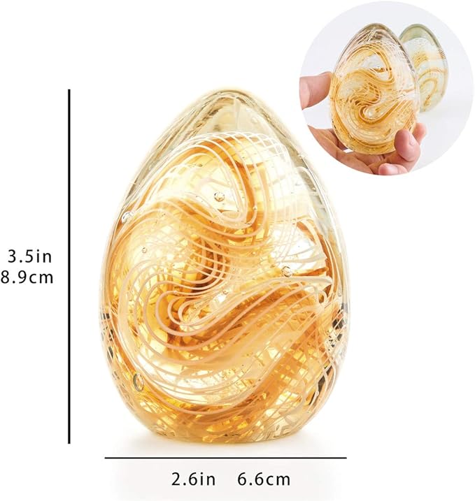 QFkris Crystal Blessings Paperweight Easter Eggs 3.4" Blown Glass Art Figurine Collectibles Desk Decor (Yellow)