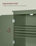 VASAGLE Floor Storage Cabinet, Freestanding Storage Unit with 2 Drawers and 2 Doors, Adjustable Shelf, 11.8 x 23.6 x 43.3 Inches, for Entryway, Bathroom, Forest Green UBBC551C01