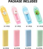 BetterJonny Sliding Retractable Eraser, 4 Color Push Pull Erasers and 8 Refills, Animal Erasers for Pencils Drawing(A)