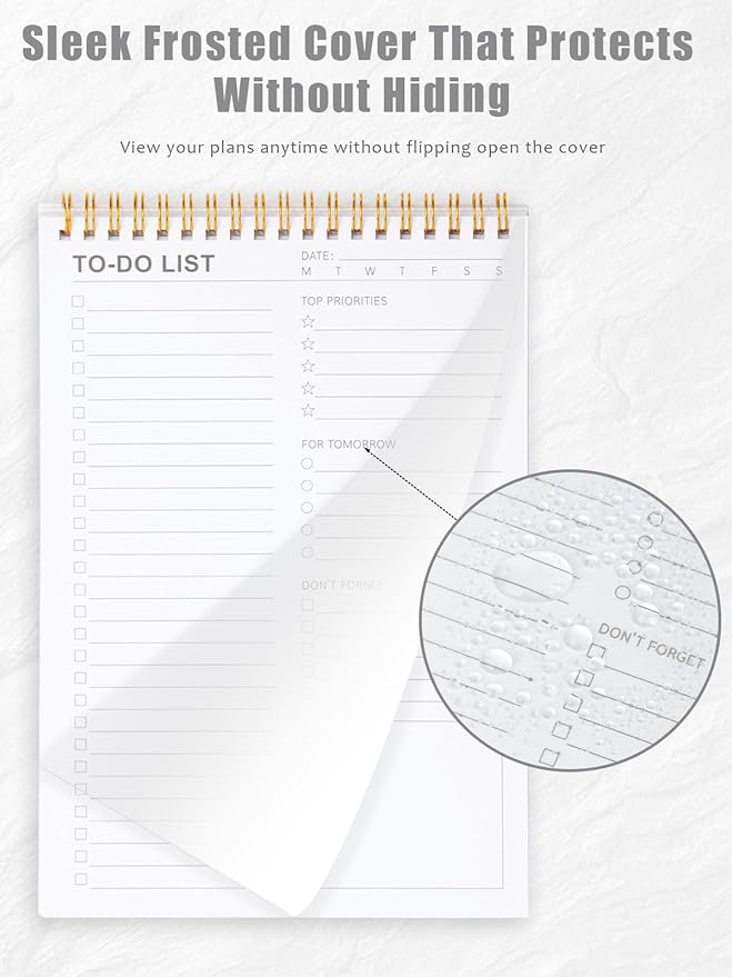 To Do List Notepad for Work, Productivity & Goal Setting, Undated Spiral Daily Planner with 52 Sheets Task Checklist, Time Management, 100 GSM Paper for Office, Family, Personal Use