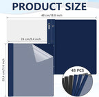 Feifeiya 48 Pack Plastic Report Covers with 3 Prongs Presentation Folders Bulk, 100 Sheet Capacity, Clear Front Report Covers for Presentation Document Paper School Office Supplies (Blue,Black)