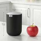 EKO Fandy 0.58 Gal/2.2L Mini Trash Can with Lid, Swing-Top Desktop Trash Can for Bathroom, Countertop, Vanity, Desk or Office, Small Garbage Bin (Black)