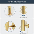 Ahaloye Gold Plug in Wall Sconce Set of 2, Modern Swing Arms Wall Lamp with Cord Wall Light for Bedroom Living Room (Bulb Included)