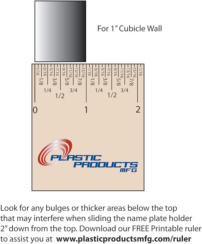 Glass Wall Name Plate Holders - Single Sided 8-1/2" Wide x 2" high (25 - PK, 1" Cubicle Wall) by Plastic Products Mfg.