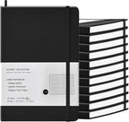 Coopay 12 Pack B5 Notebooks Journal College Ruled Composition Notebooks Classic Hardcover Lined Journals for Office Home School Business Writing Note Taking, 10.2" x 7.5", 100GSM Thick Paper (Black)