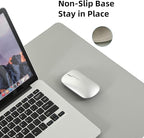 Wolaile PU Leather Desk Pad Blotter,Light Grey Waterproof Office Desktop Mat,36x17in Non-Slip Large Mouse Pad/Writing Protector/Desk Accessories