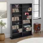 Prepac 2 Column Display Cabinet Media Storage, Double Width Wall, Black