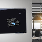 JYYPWB Magnetic Glass Whiteboard 48" x 36" Dry Erase Board Frameless Premium Tempered Galssboards Wall Mounted Glossy writeboard with Eraser, Marker Tray for Interactive Office, (Black)