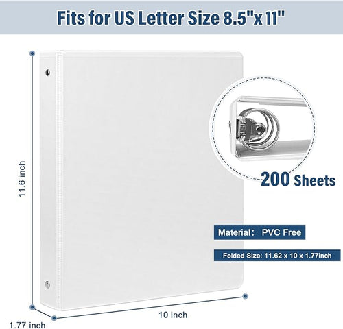 1-Inch 3-Ring-Binder with Pockets, 1'' Basic Binders 1-inch View Round Binders Holds 200 Sheets US Letter Size 8.5'' x 11'' - Bundle Packs Perfect for Home, Office, and School (1-inch)