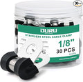 OURU 30pcs 1/8 Inch Stainless Steel Cable Clamps,Rubber Coated Cushioned Insulated Cable Clamp,Automotive Cable Wire Clamps,Pipe Clamps,Metal Clamp for Tube,Lines,Wire Cord Installation(Black,3mm)