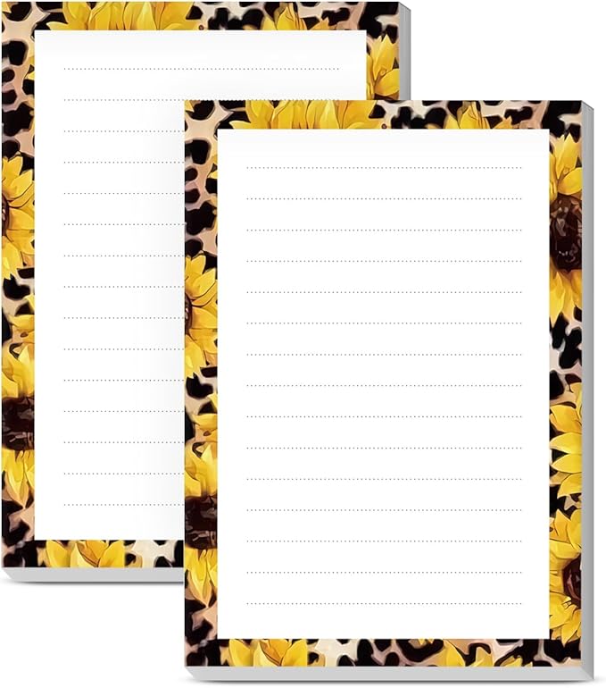 SXboxing Sticky Notes 4X6 Inches, 2 Pack Large Cute Self-Stick Pads, Bright Funny Memo Pads Easy to Stick for Home, Office Sunflower Leopard