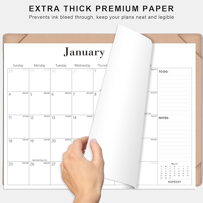 Desk Calendar 2026, January 2026 to June 2027, 18 Monthly Large Calendar 2026, 22" x 17" New Year Desktop Pad Calendar for Planning and Organizing In Your Family, School or Office - Apricot