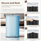 PayLessHere Stainless Steel Trash Can with Lid - Removable Inner Bucket, Foot Pedal Soft Close for Office, Home, Kitchen Garbage Bin (Blue, 13 G)