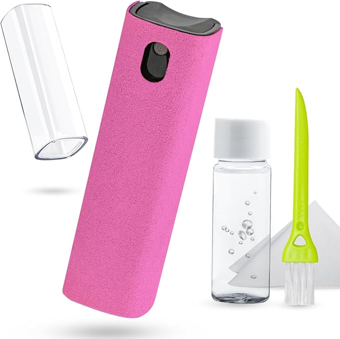 Screen Cleaner Touchscreen Mist Spray, walrfid Cleaning Kit for Electronic Smart Phone TV, Laptop, Tablet, PC, Computer LCD Flat Screens, Eyeglasses, Compatible with iPhone iPad MacBook Pro - Hot Pink