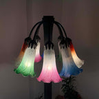 Bieye LS02 Lily Flower Blown Glass Lampshade (White Pink, Opening I.D. 1.26" x O.D. 1.5")
