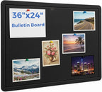 DexBoard 36 x 24 Inch Foldable Felt Bulletin Board - Large Black Pin Board for Enamel Pin Display & Vision Board - Self-Adhesive No-Drill Mounting for Dorm & Office - Includes 30 Pins