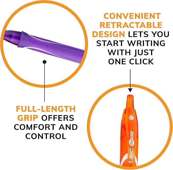 BIC Gelocity Quick Dry Ocean Themed Gel Pen Set with Fast-Drying Ink and Retractable Design, 16-Count in Assorted Ink