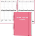 Heveboik Income & Expense Log Book - A4 Income and Expense Tracker for Small Business, Accounting Bookkeeping Tracking for Woman and Man, 8" x 10.5", Pink