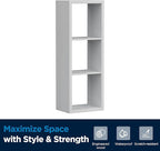 Jpiziso 3 Cube Storage Organizer Single Row, Cube Shelf with Heavy-Duty Thick Boards, 13.31" L x 9.37" W x 36.93" H, Smooth Easy-Clean Panels, Simple Assembly, for Living Room Bedroom Office, White