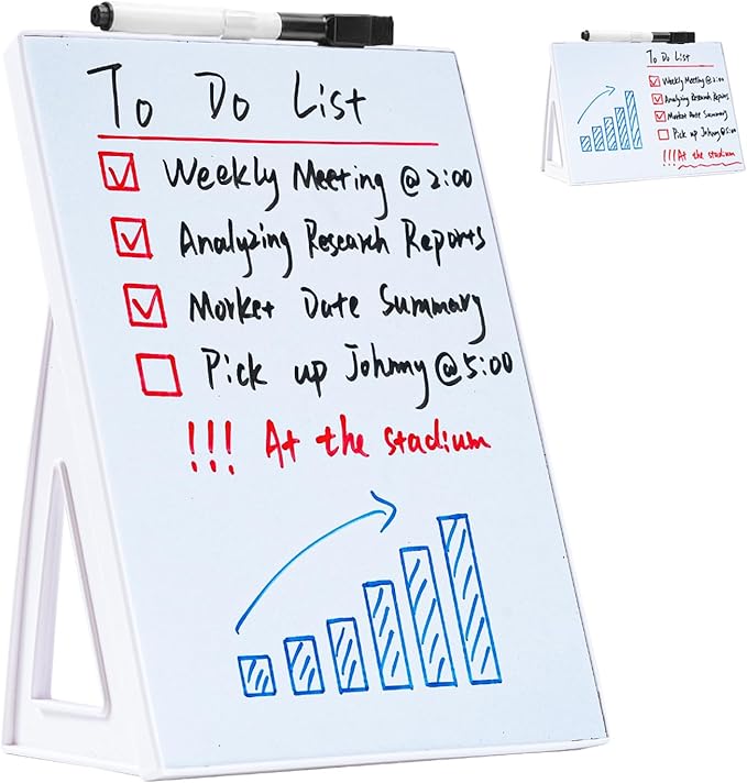 Dashify Desktop Dry Erase Board, Small Whiteboard with Stand, A5 Size 8.3 x 5.8 Inches with A Dry Erase Marker