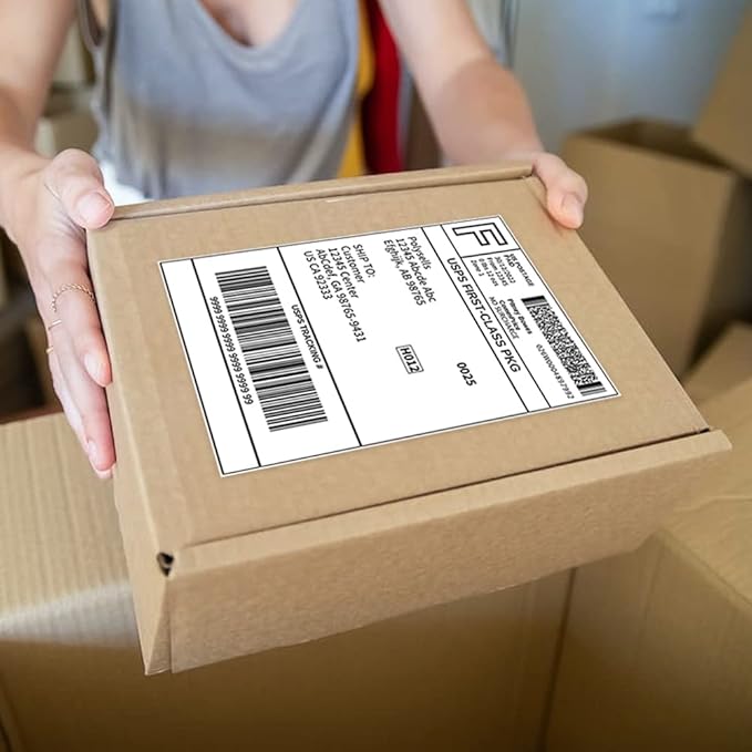 POLYSELLS Shipping Labels with Self Adhesive for Laser & Inkjet Printers, 4 Printing Labels Per Sheet, White 3.5 x 5 Inches - 100 Sheets (400 Shipping Label Paper)