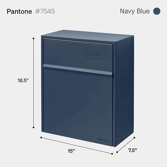 Wall Mount Mailbox - Large, Anti-Theft Locking Mailbox, Weatherproof Mailboxes for Outside The House, 18.5" H x 15" L x 7.5" D (Navy)