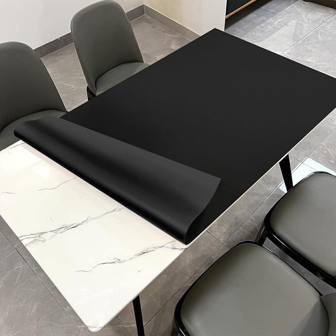 Zinkooat Table Cover - 30x64 Inch Waterproof Easy to Clean Can Conceal Flaws Protector The Table Top from Scratches Used for Dining (Black+Black 30x64)