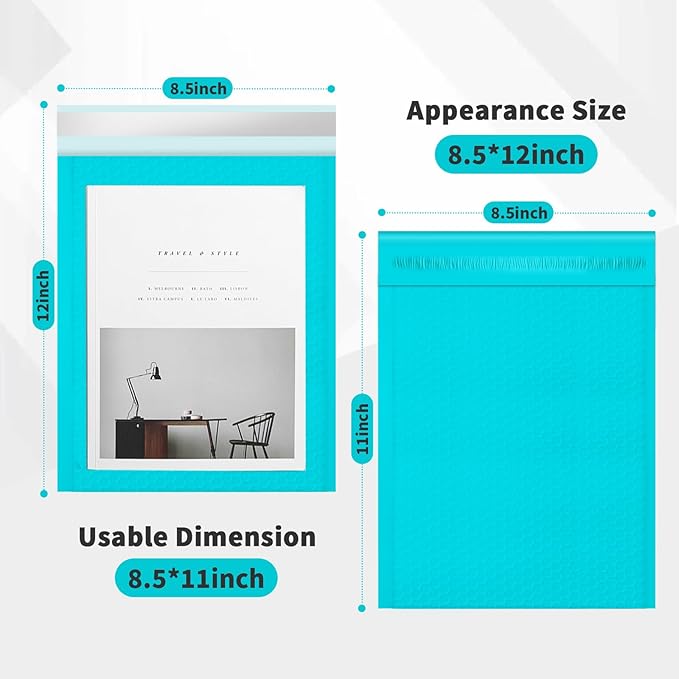 skardeco Bubble Mailers 8.5x11inch 40Pack Teal Bubble Mailers Self-Seal Padded Mailing Envelopes Bubble Opaque Padded Mailer for Small Businesses to Package and Mail Jewelry Cosmetics#2