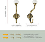 TUNNY Coat Hooks - 5 Pack Brushed Antique Brass Towel Hooks Robe Hooks Decorative Wall Hooks for Bathroom Bedroom Kitchen Towel Robe Clothes Cabinet Closet Bathroom Hardware