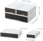 OSteed White Desktop Drawers for Paper, Stackable Office Storage Drawers for Desk, Craft Organizer and Storage Bins, 3 Mixed Storage Container with Plastic Drawers for Office Supplies