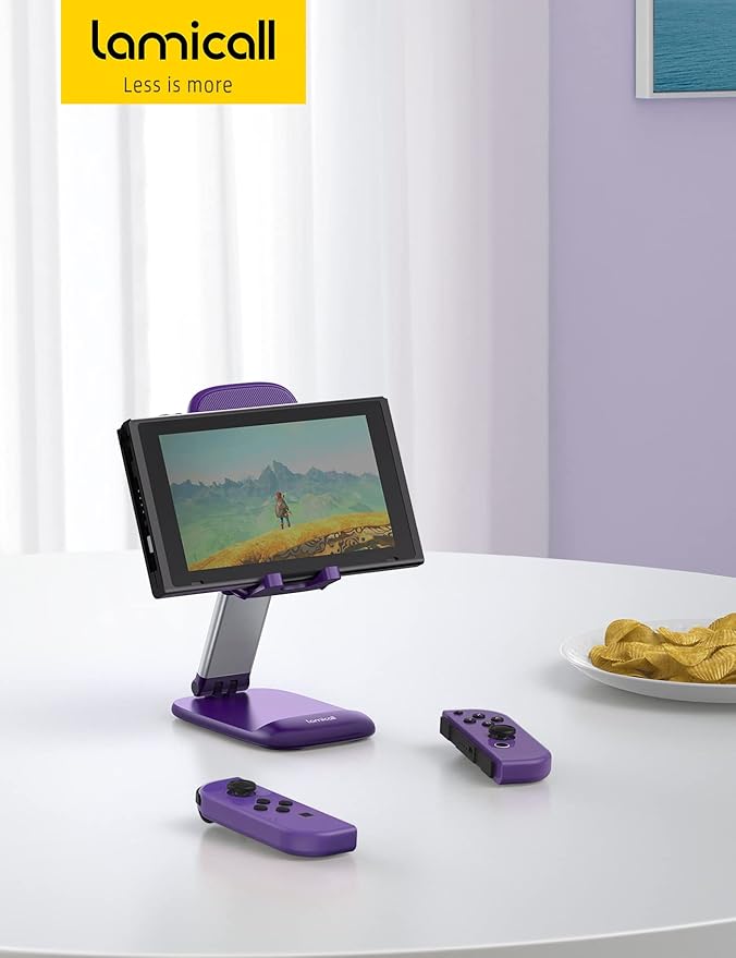 Lamicall Purple Phone Holder for Desk - Dark Purple Cellphone Stand Desk Accessories Desktop Office Must Have for iPhone 17 16 15 14 13 Pro Max Mini, 12 11 XR X 8 7 6 Plus SE, 4-8'' Smartphone