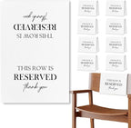 ChissNook Reserved Seating Chair Signs, This Row Is Reserved Pew Cloths Seating Placeholder for Church Pews, Wedding Decorations for Reception Parties Celebrations Event Meetings (8 PCS, White)